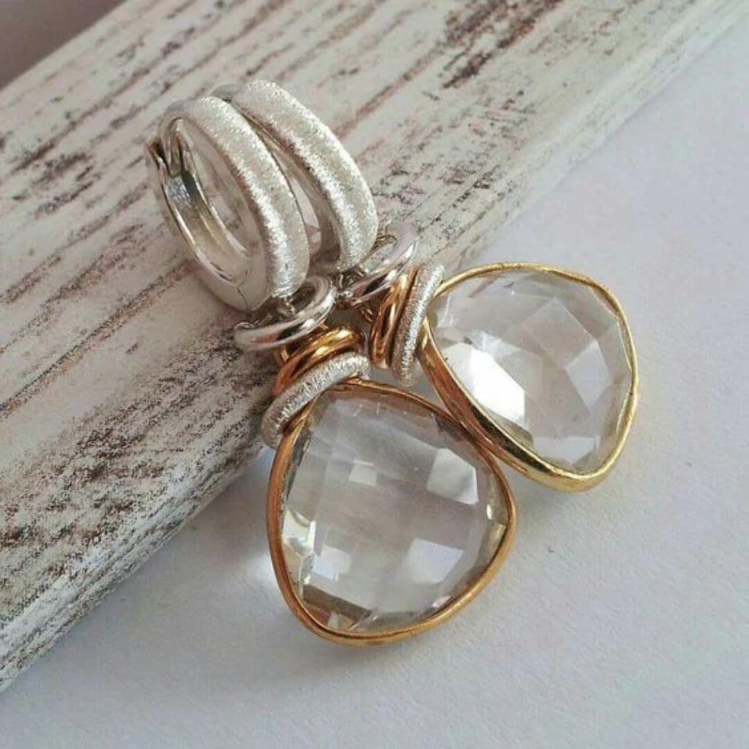 Clear Crystal Teardrop Drop Earrings - Diane Jewelry