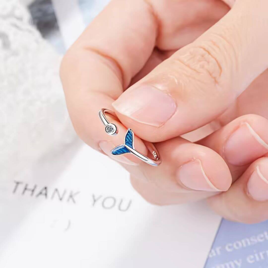 Blue Mermaid Tail Adjustable Ring - Diane Jewelry