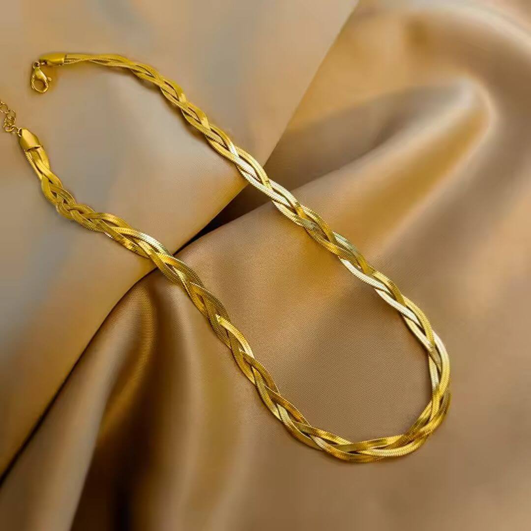 Braided Gold Silver Chain Necklace - Diane Jewelry
