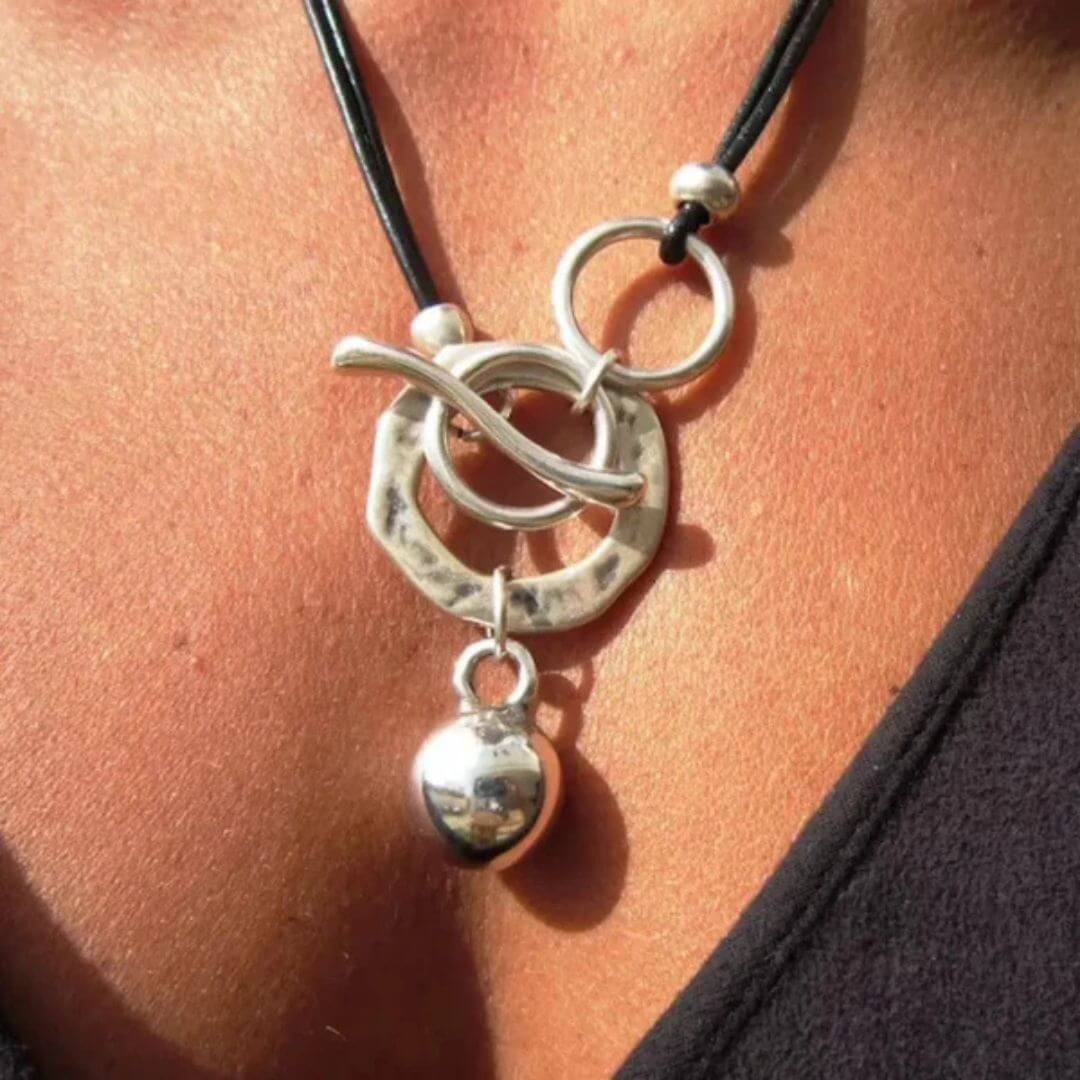 Silver Toggle Charm Pendant Necklace - Diane Jewelry