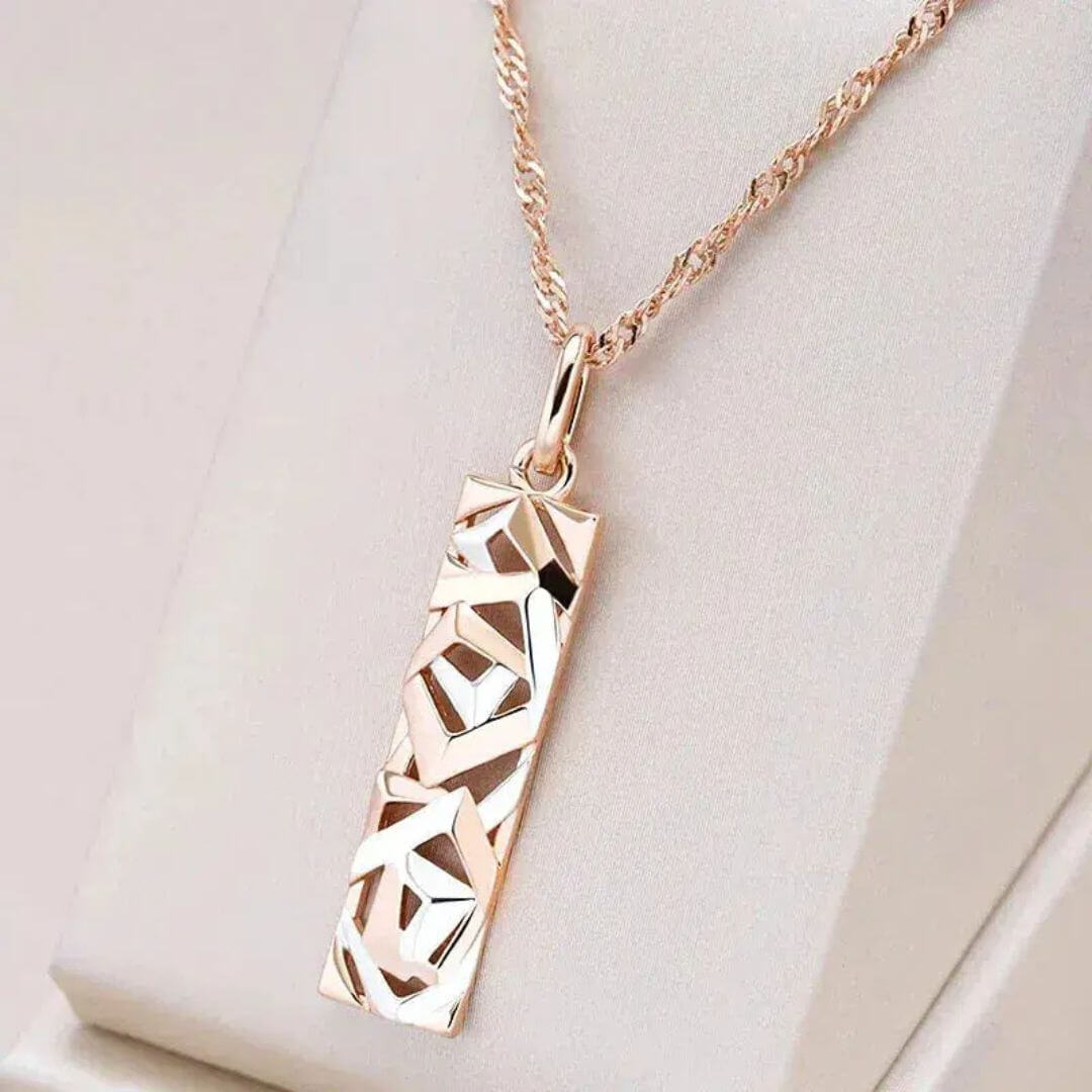 Gold Geometric Bar Pendant Necklace - Diane Jewelry