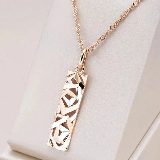 Gold Geometric Bar Pendant Necklace - Diane Jewelry