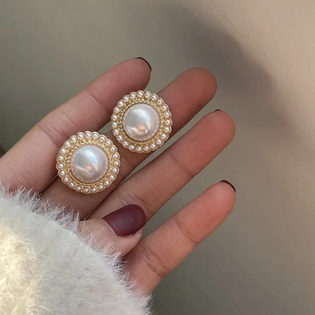 Vintage Pearl Stud Earrings Women - Diane Jewelry