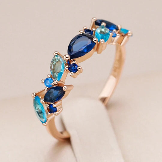 Blue Gemstone Cluster Statement Ring - Diane Jewelry