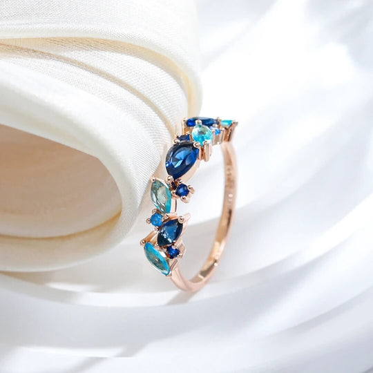 Blue Gemstone Cluster Statement Ring - Diane Jewelry