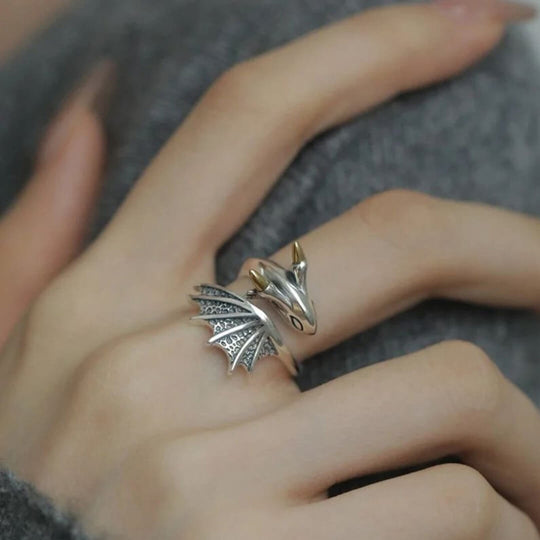 Adjustable Silver Dragon Wrap Ring - Diane Jewelry