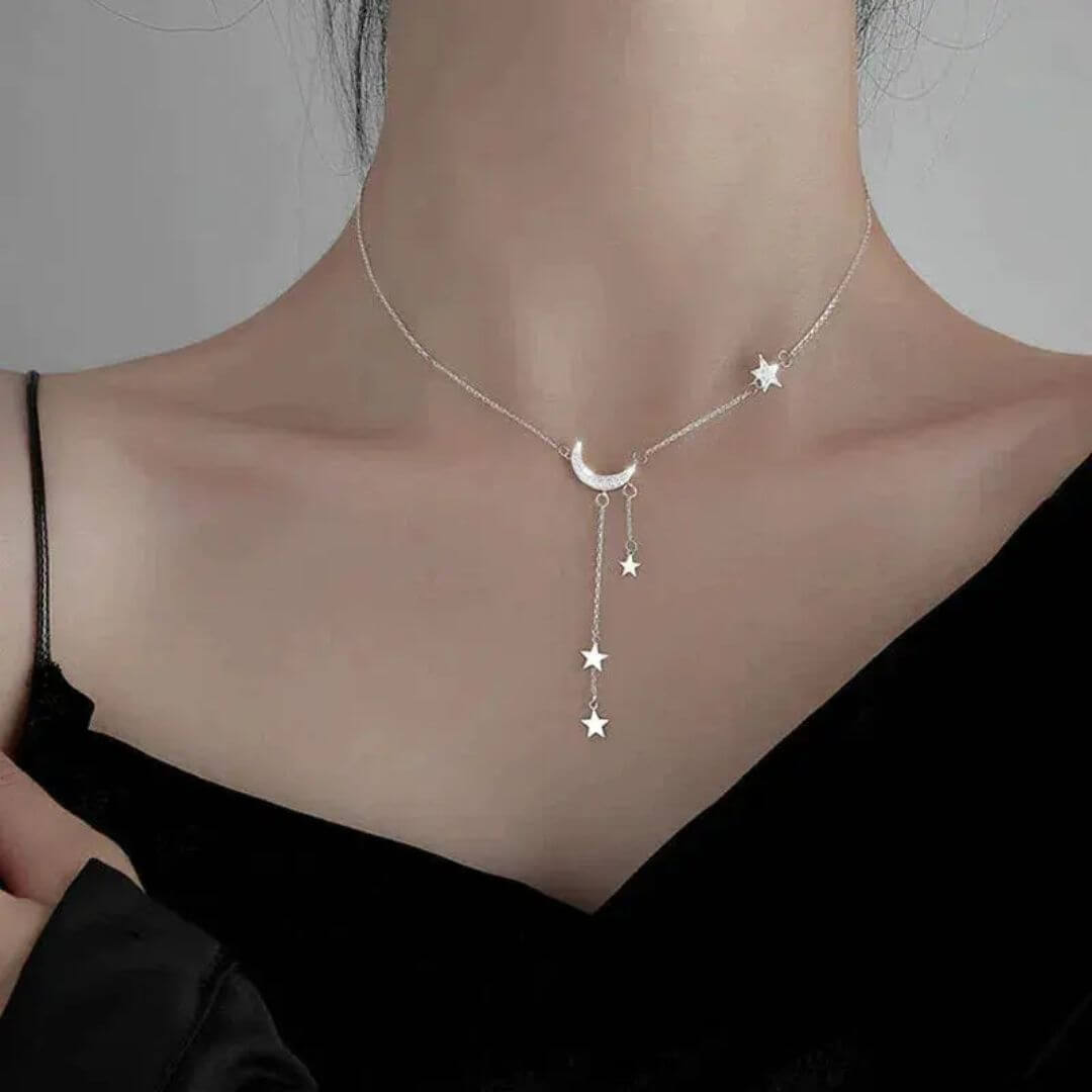 Moon Star Celestial Silver Necklace - Diane Jewelry