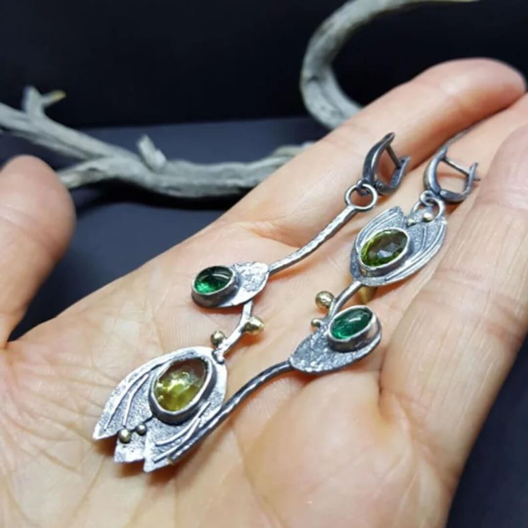 Artisan Green Stone Earrings - Diane Jewelry