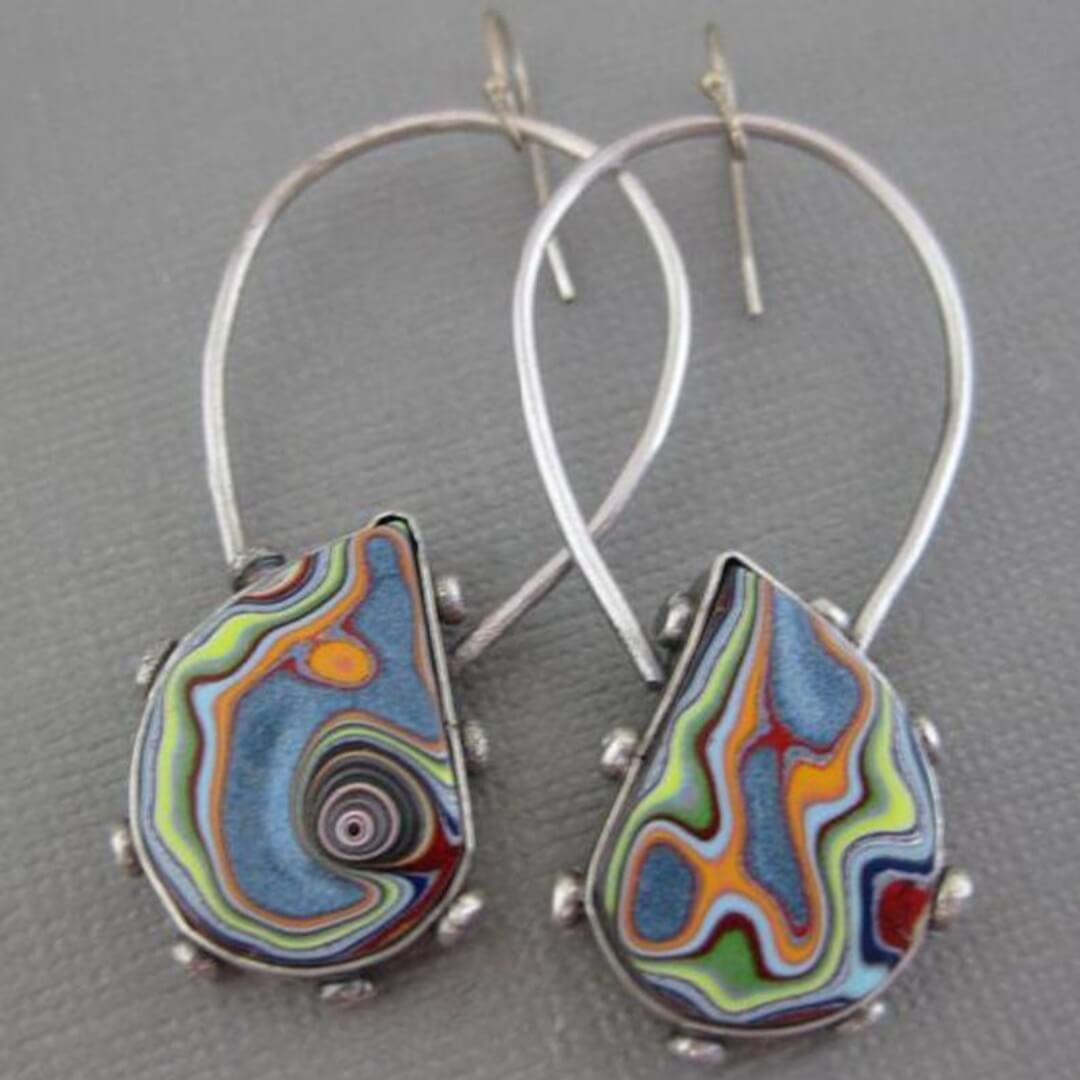Colorful Fordite Teardrop Earrings - Diane Jewelry