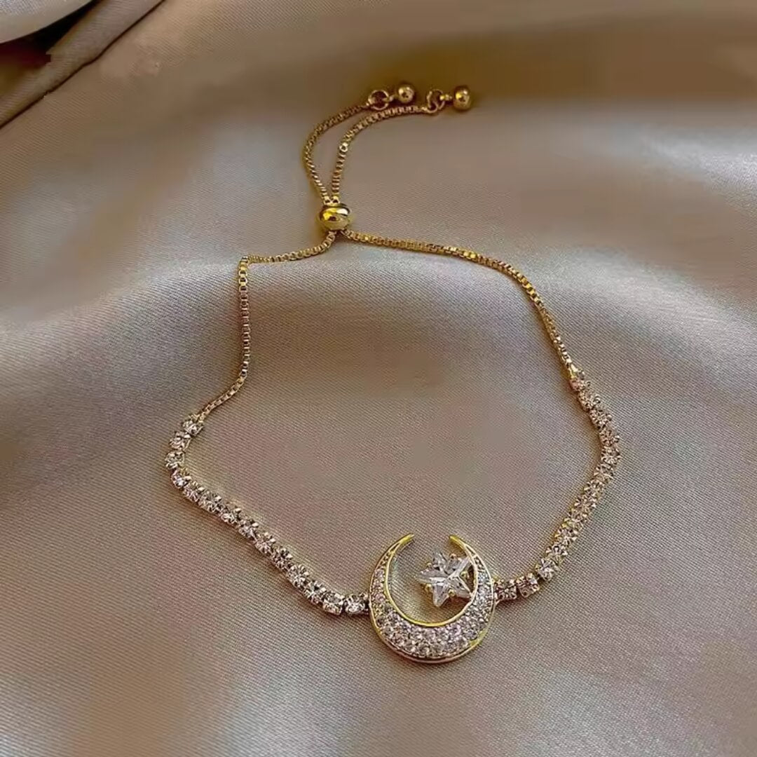 Moon Star Adjustable Gold Bracelet - Diane Jewelry