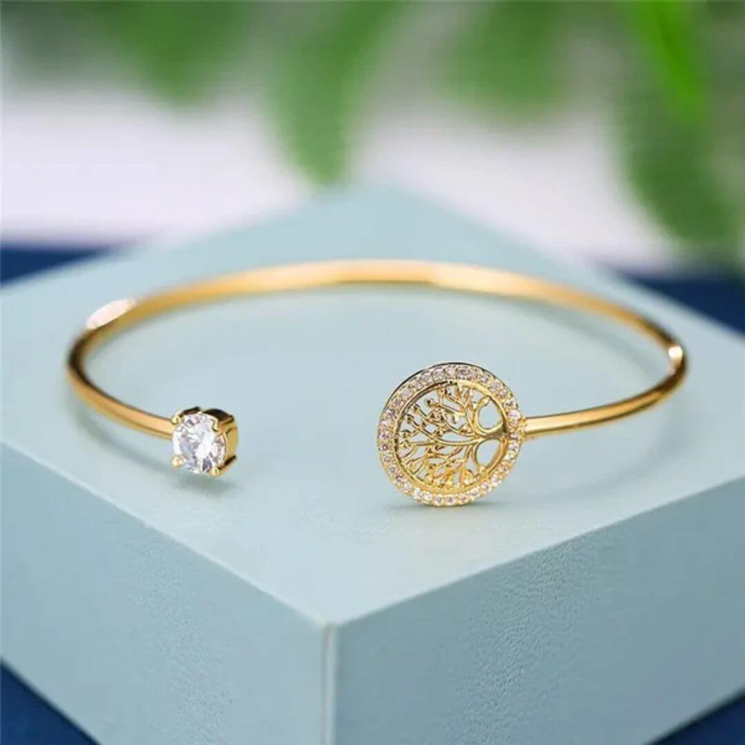 Silver Bangle Tree Symbol Bracelet - Diane Jewelry