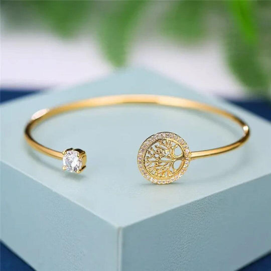Silver Bangle Tree Symbol Bracelet - Diane Jewelry