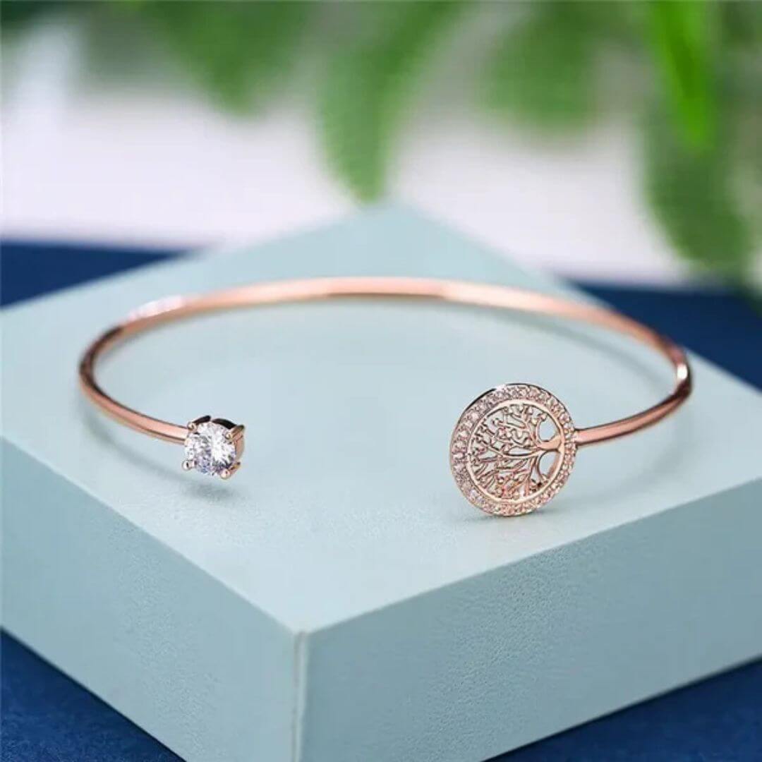 Silver Bangle Tree Symbol Bracelet - Diane Jewelry