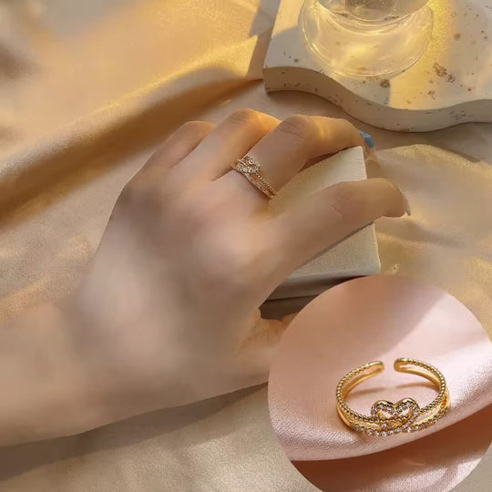 Adjustable Gold Heart Shape Ring - Diane Jewelry