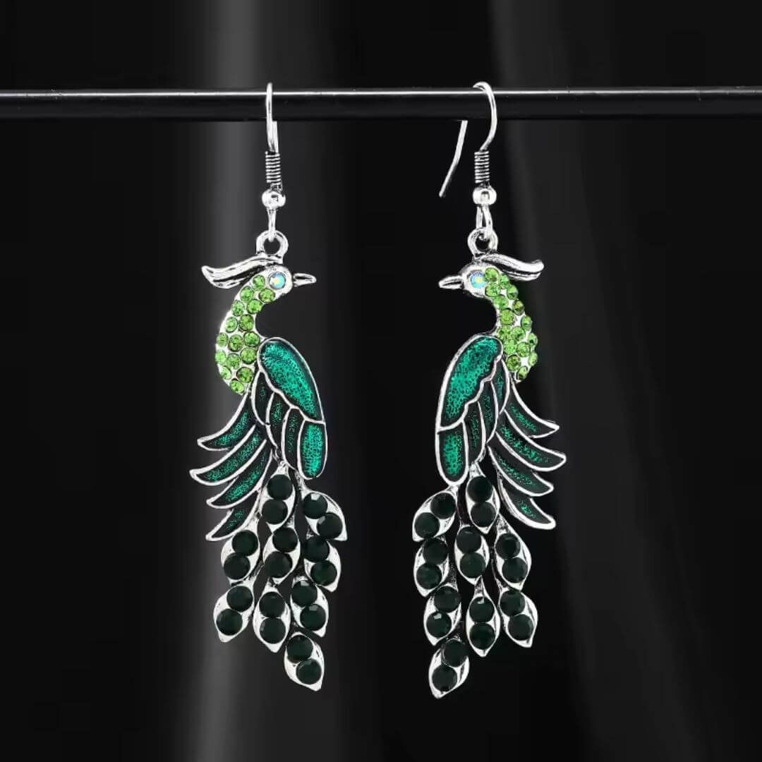 Blue Peacock Crystal Dangle Earrings - Diane Jewelry