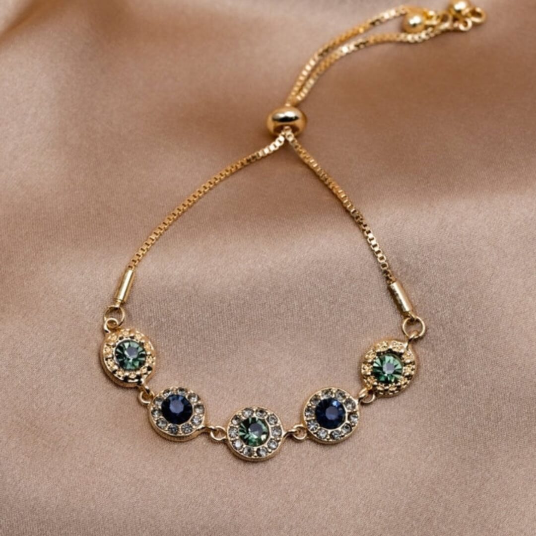 Elegant Gold Gemstone Link Bracelet - Diane Jewelry
