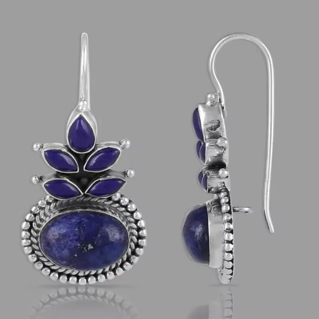 Bohemian Blue Stone Dangle Earrings - Diane Jewelry
