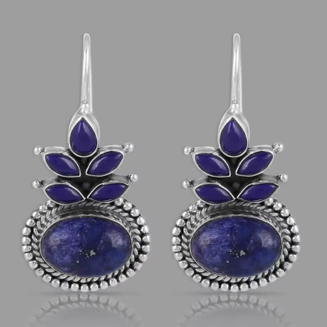 Bohemian Blue Stone Dangle Earrings - Diane Jewelry