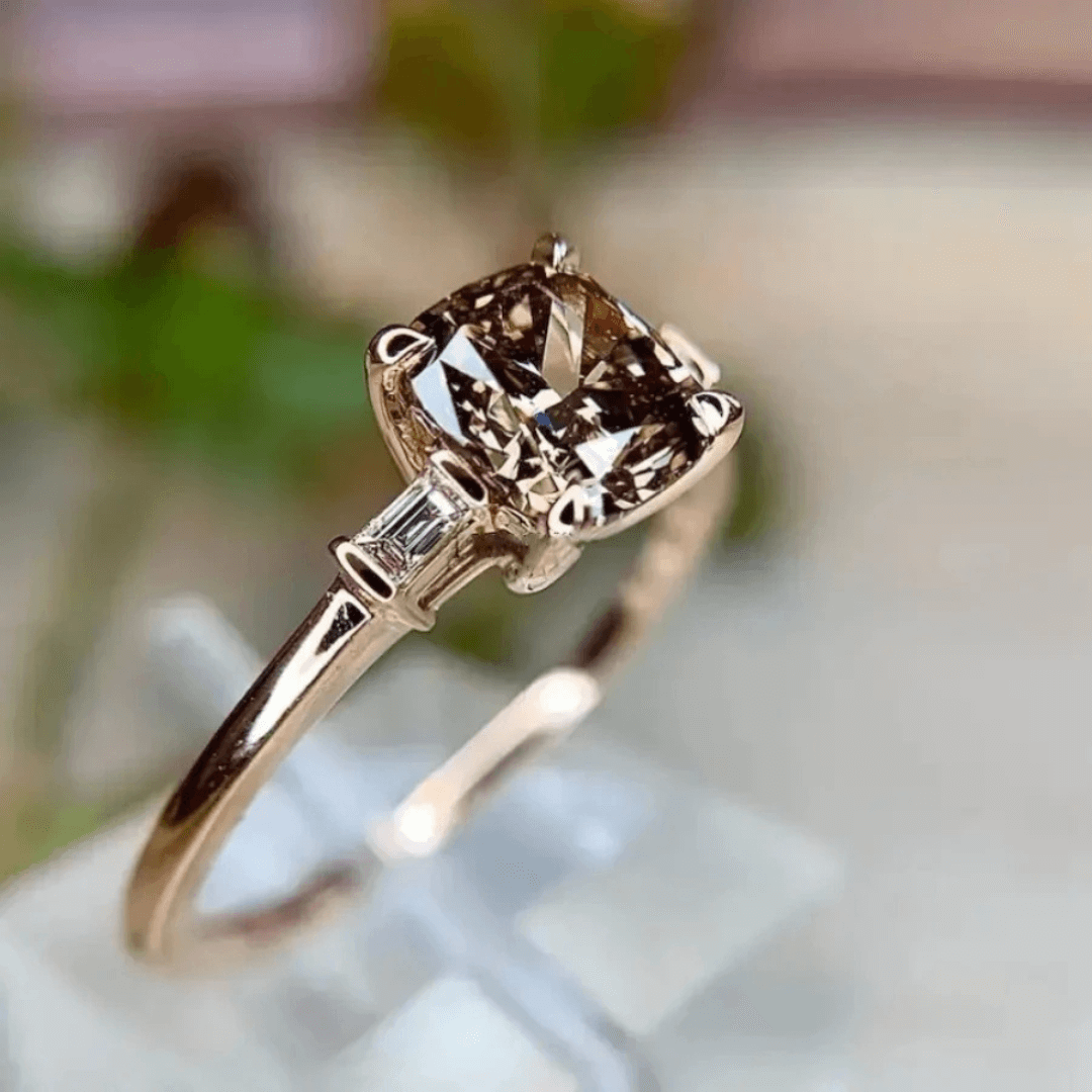 Cushion Cut Brown Diamond Ring - Diane Jewelry