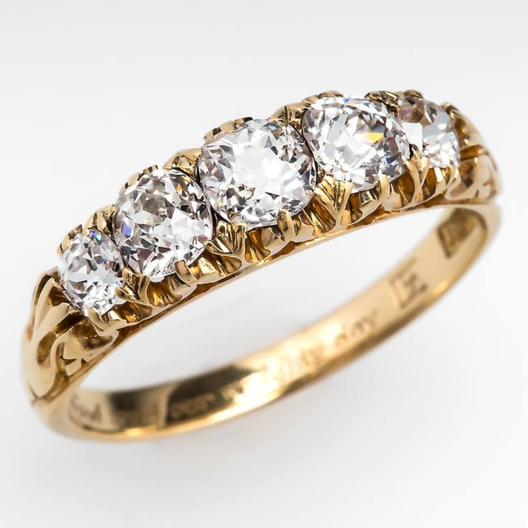 Vintage Gold Five-Stone Ring - Diane Jewelry