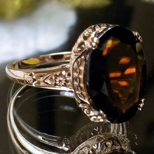 Vintage Black Stone Filigree Ring - Diane Jewelry