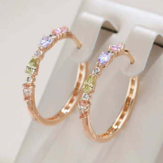 Colorful Crystal Hoop Earrings - Diane Jewelry