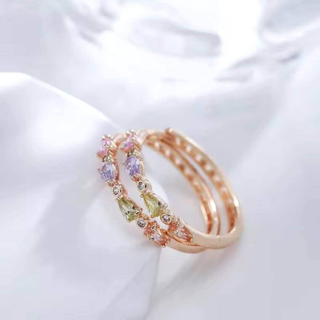 Colorful Crystal Hoop Earrings - Diane Jewelry