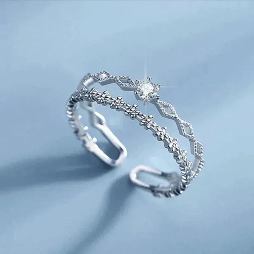 Dainty Floral Open Silver Ring - Diane Jewelry