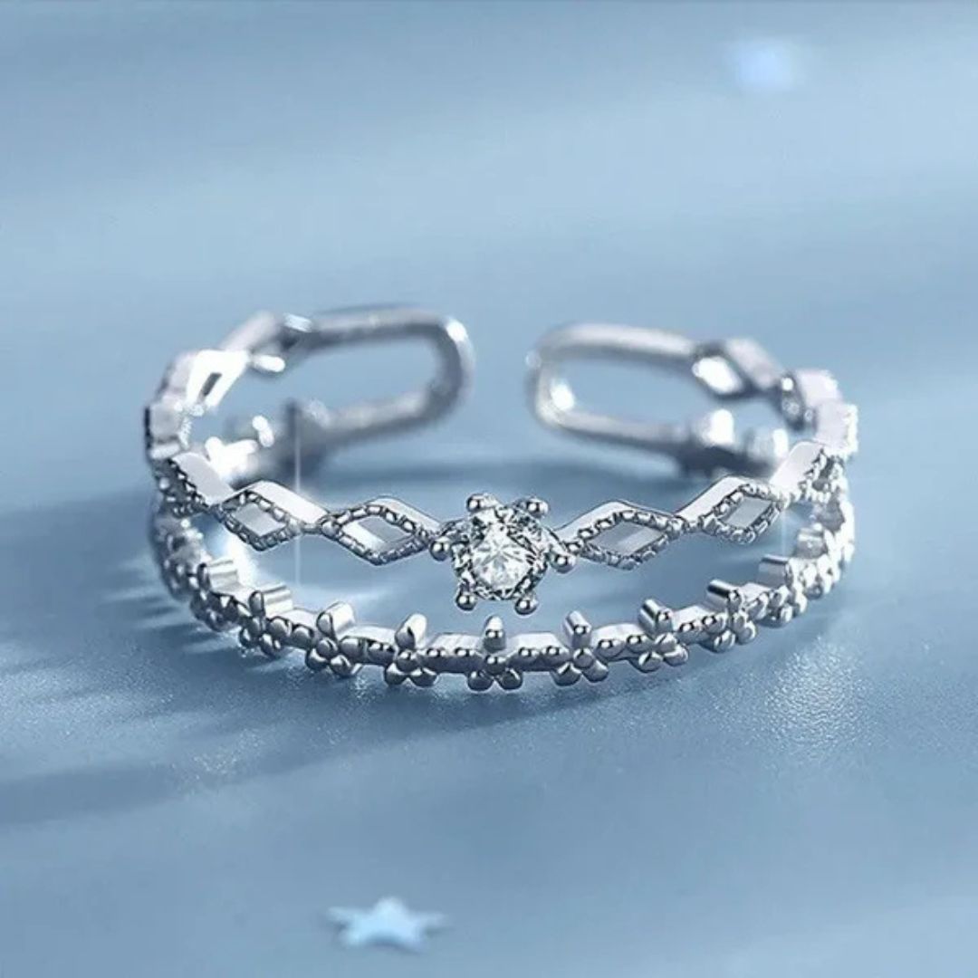 Dainty Floral Open Silver Ring - Diane Jewelry