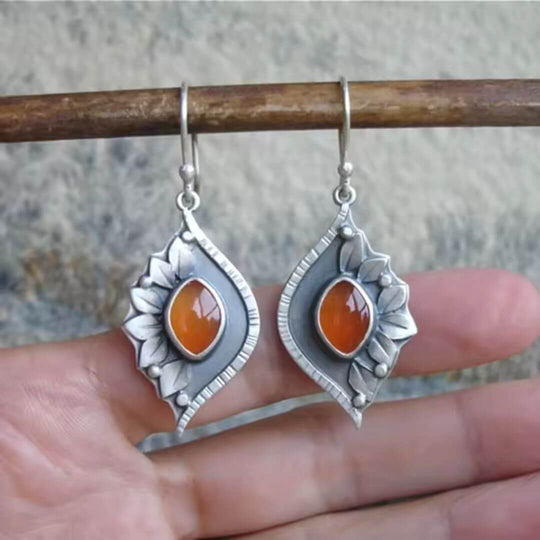 Carnelian Floral Drop Earring - Diane Jewelry