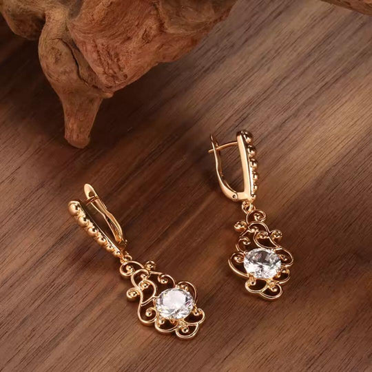 Vintage Scroll Drop Earrings - Diane Jewelry