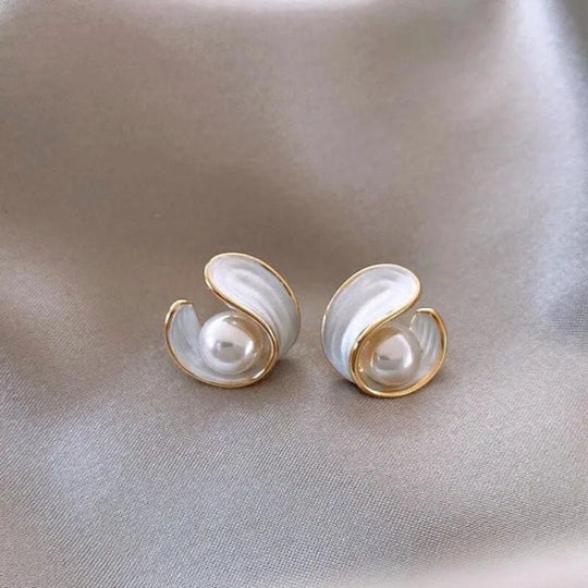 Luxurious Modern Pearl Stud Earrings - Diane Jewelry