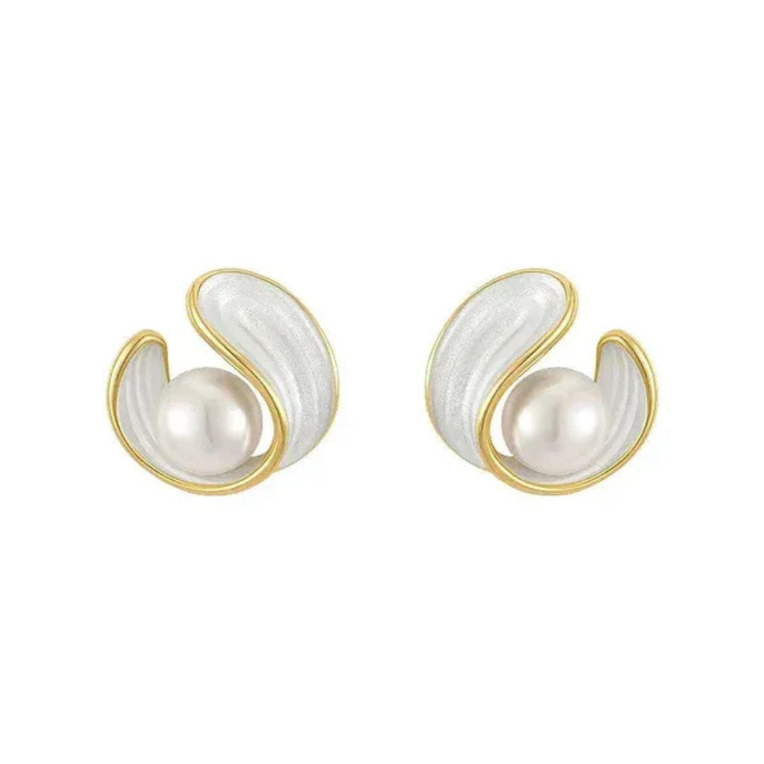 Luxurious Modern Pearl Stud Earrings - Diane Jewelry