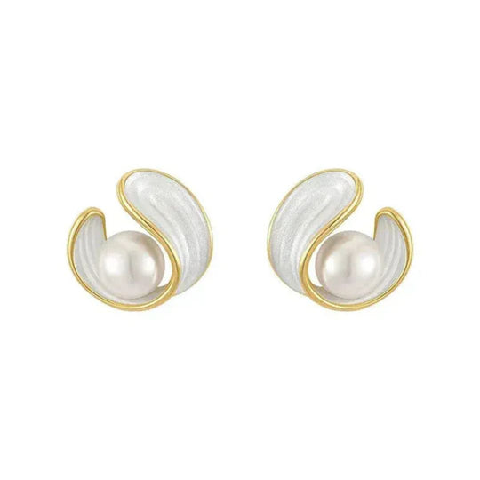 Luxurious Modern Pearl Stud Earrings - Diane Jewelry